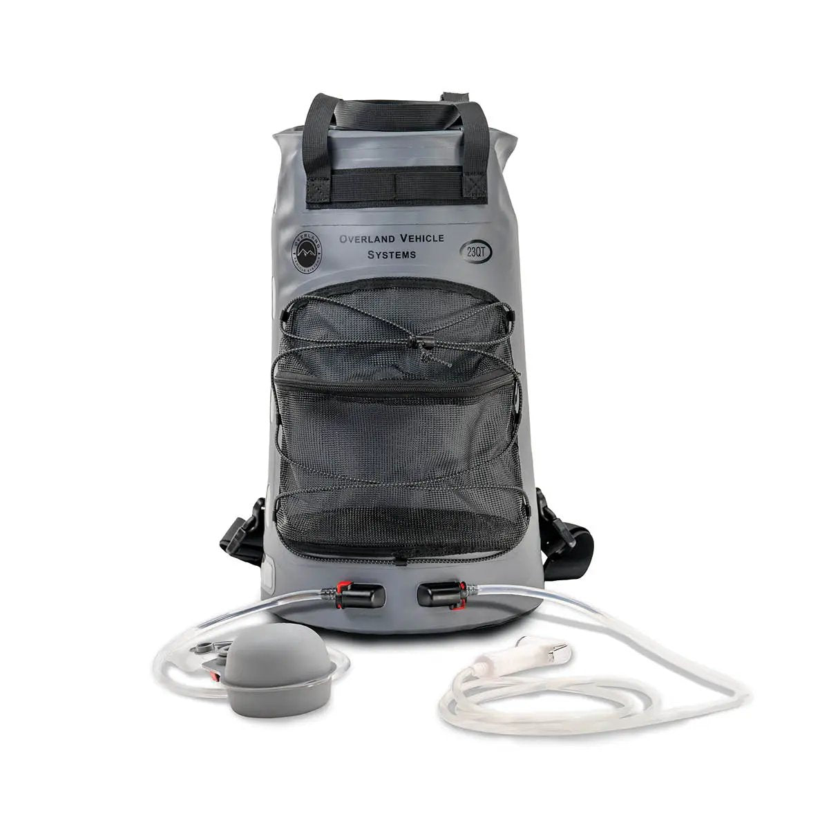 OVS Portable Camp Shower 23 QT, Foot Pump, Knozzle & Accessories by OVS