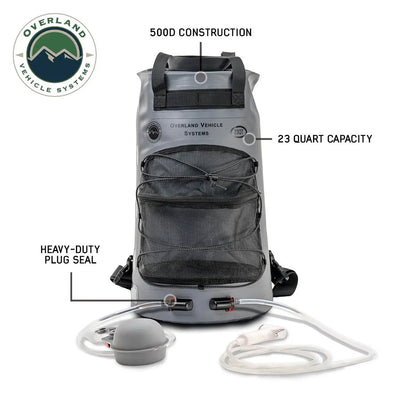 OVS Portable Camp Shower 23 QT, Foot Pump, Knozzle & Accessories by OVS