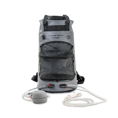 OVS Portable Camp Shower 23 QT, Foot Pump, Knozzle & Accessories by OVS