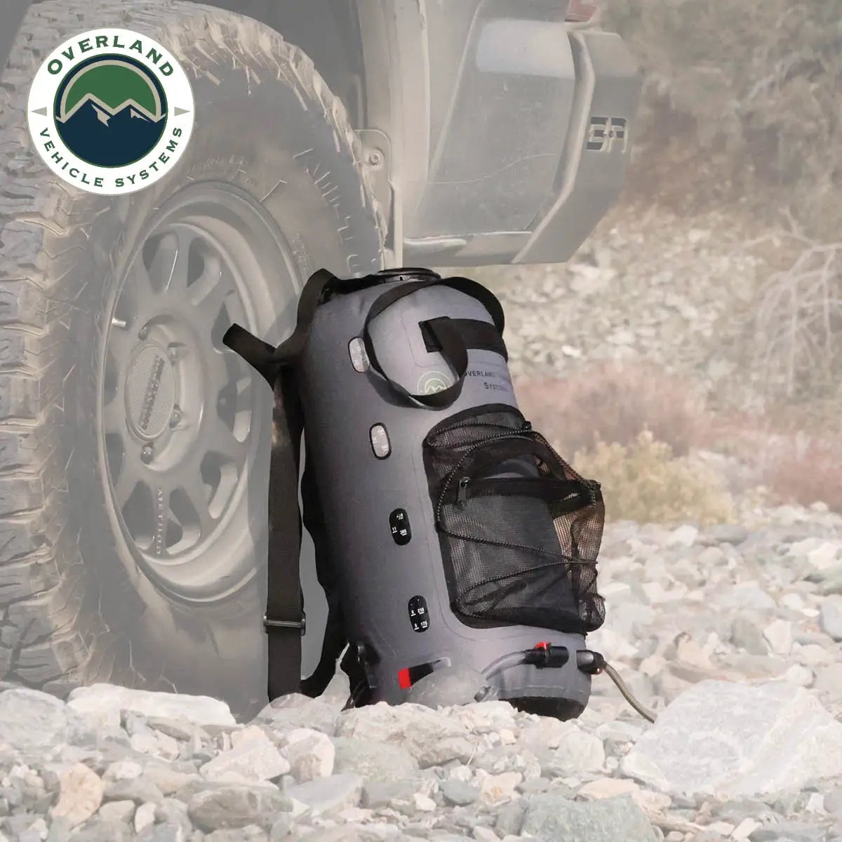 OVS Portable Camp Shower 23 QT, Foot Pump, Knozzle & Accessories by OVS
