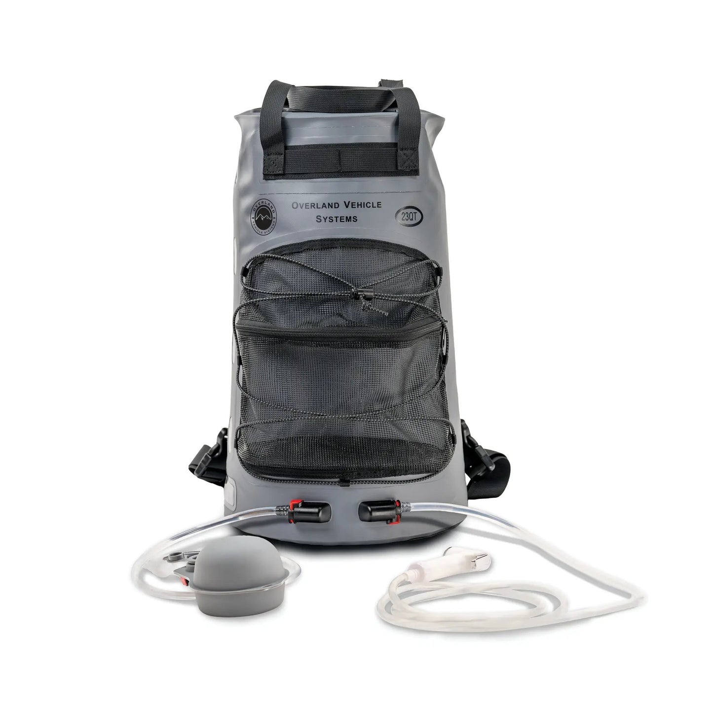 OVS Portable Camp Shower 23 QT, Foot Pump, Knozzle & Accessories by OVS
