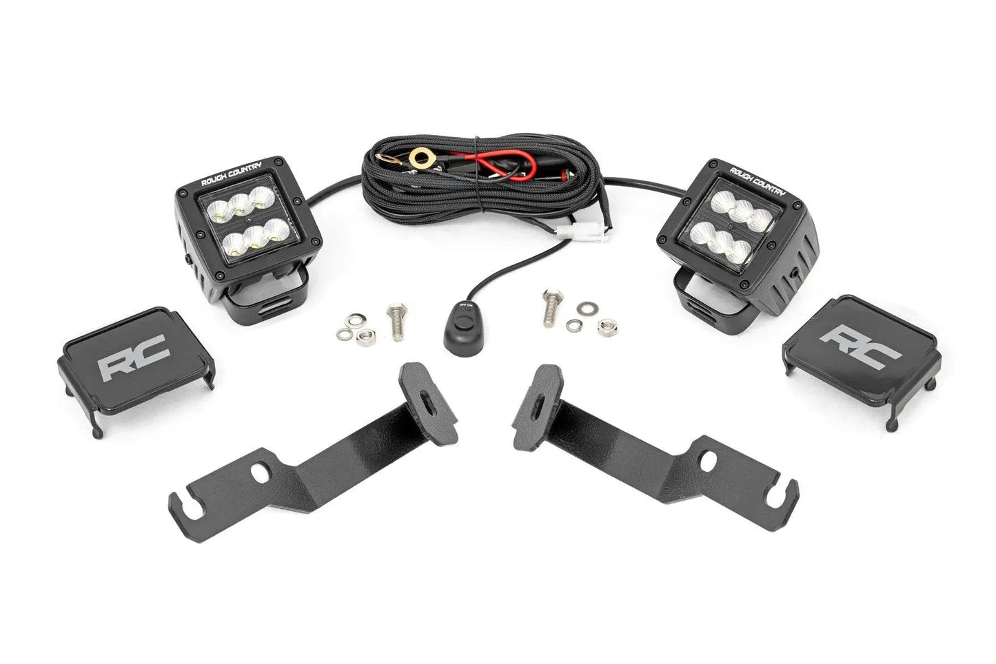 Rough Country LED Light Kit | Ditch Mount | 2" Black Pair | Flood | Toyota Tacoma (05-15) by Rough Country