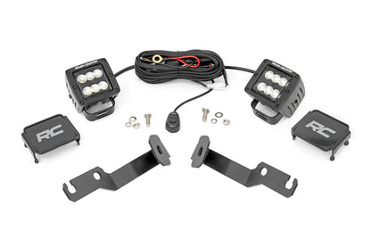 Rough Country LED Light Kit | Ditch Mount | 2" Black Pair | Flood | Toyota Tacoma (05-15) by Rough Country