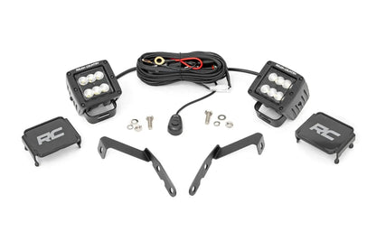 Rough Country LED Light Kit | Ditch Mount | 2" Black Pair | Flood | Chevy 1500 & Chevy/GMC 2500HD/3500HD (07-14) by Rough Country