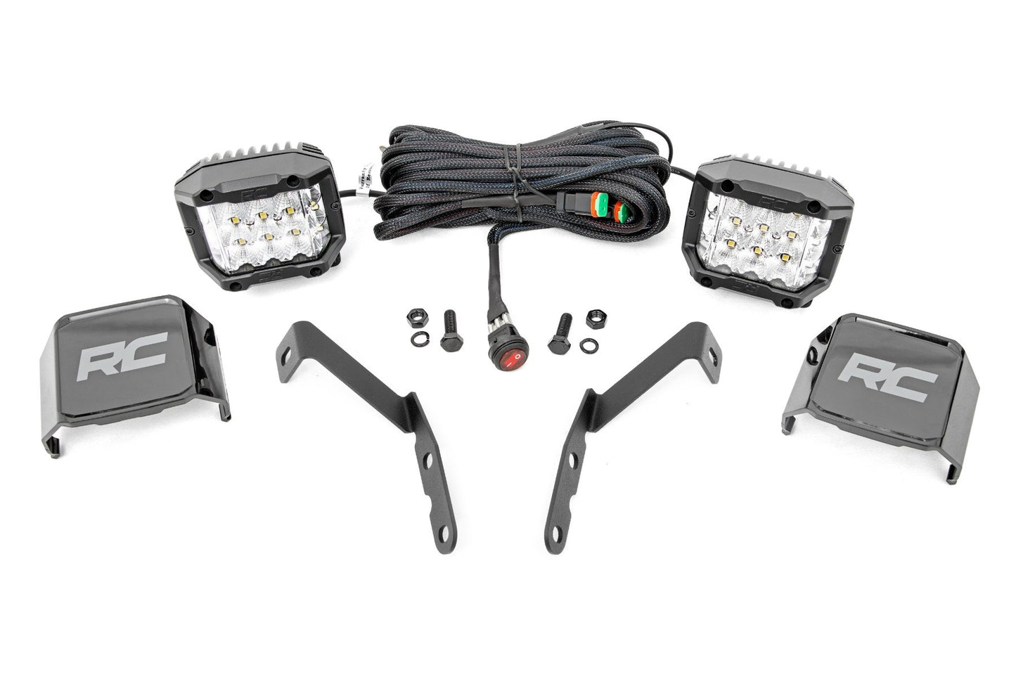 Rough Country LED Light Kit | Ditch Mount |  3" OSRAM | Wide | Chevy 1500 & Chevy/GMC 2500HD/3500HD (07-14)