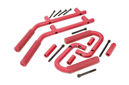 Rough Country Grab Handles | Steel | FR & RR | Red | Jeep Wrangler JK/Wrangler Unlimited (07-18) by Rough Country