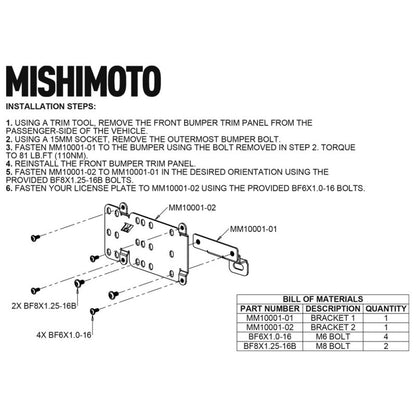 Mishimoto MM License Plate Relocation by Mishimoto