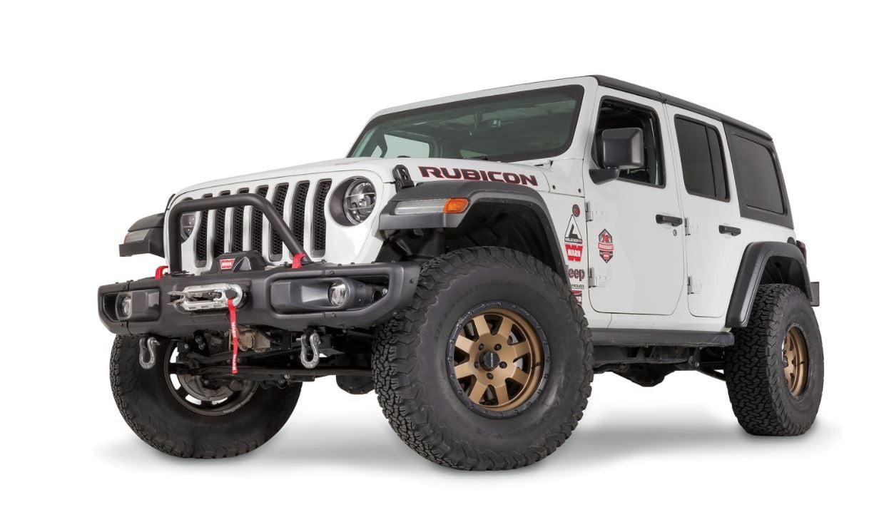 Warn Mid-Height; For Factory Optional Bumper; Powder Coated; Black; Without Brush Guard; Without Skid Plate; Without Step Plate