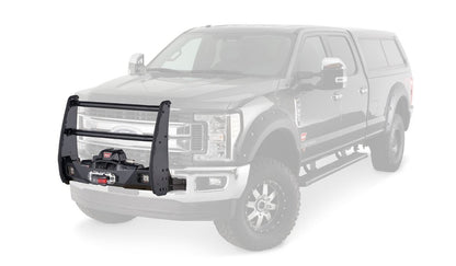 Warn Bolt-on center only grille guard bundle for Trans4mer mounting system. Welded tabs allow for mounting of lights and offers increased protection for the OE bumper, winch, and vehicle grille.