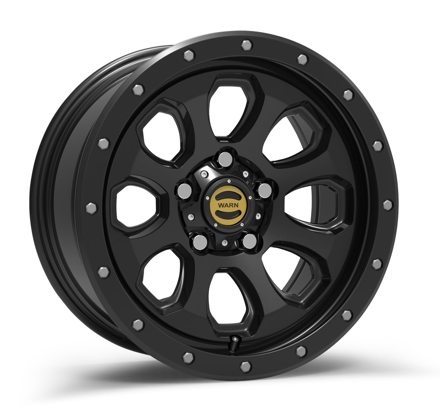 WARN EPIC Moonsault wheel in black; 17x8.5 diameter, 5x5 (5x127) bolt pattern, 0 offset perfect for Jeep Wrangler JK, JL, and JT fitments ;
