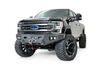 WARN Ascent HD front bumper for Ford F250/350 with integrated winch mount that will accept large or mid-frame winches up to 18,000 lbs in capacity.