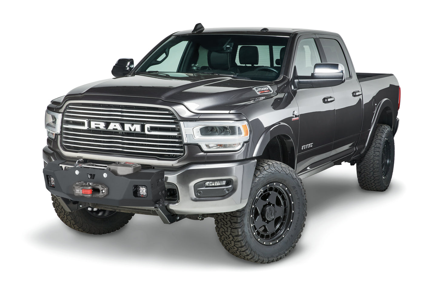 Warn Winch carrier for large frame or foot forward mounted winches up to 16.5K in capacity. Part 2 of 2 required items for the WARN Trans4mer system. Features openings for auxiliary lights. Designed for use with WARN Heavyweight winches.
