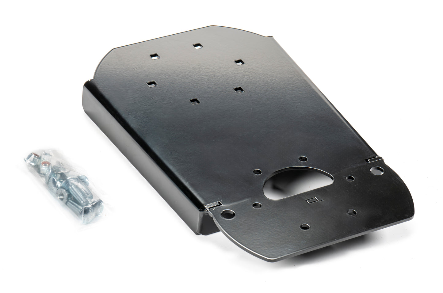 Warn Push tube frame extension that repositions plow blade for proper clearance on vehicles equipped with track systems.  Compatible with all ProVantage II push