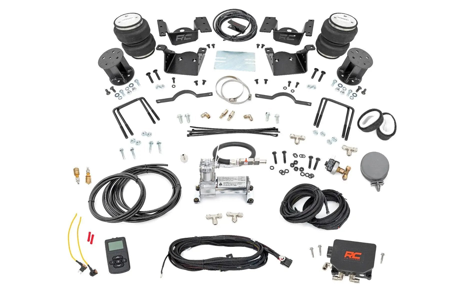 Rough Country Air Spring Kit w/compressor | Wireless Controller | 7.5 Inch Lift Kit | Chevy/GMC 2500HD/3500HD (11-19) by Rough Country