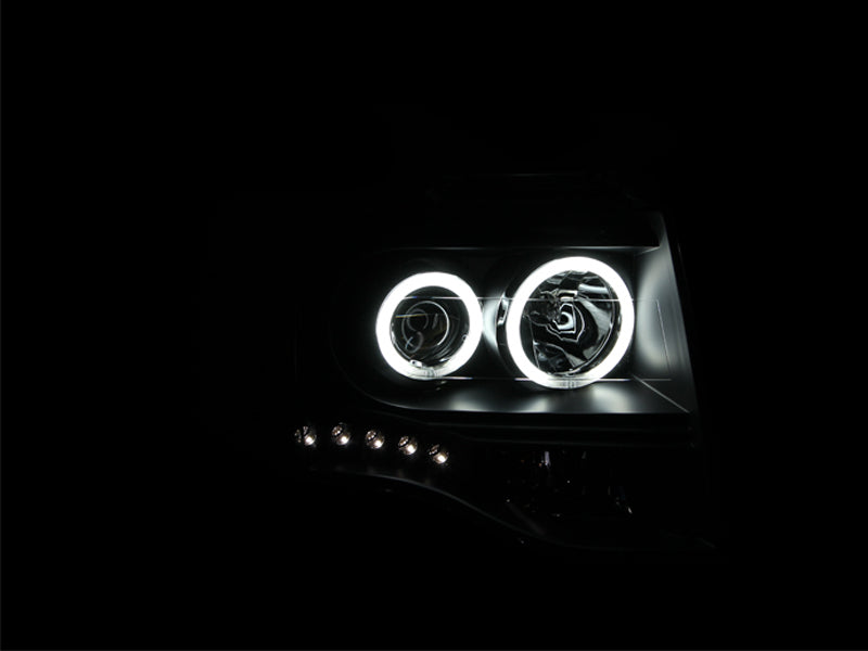 ANZO USA Projector Headlight Set w/Halo - Clear Lens - Black Housing - Pair - CCFL