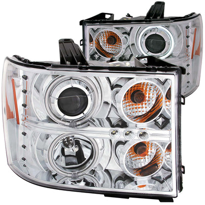 ANZO USA Projector Headlight Set w/Halo - Clear Lens - Chrome Housing - Pair - CCFL