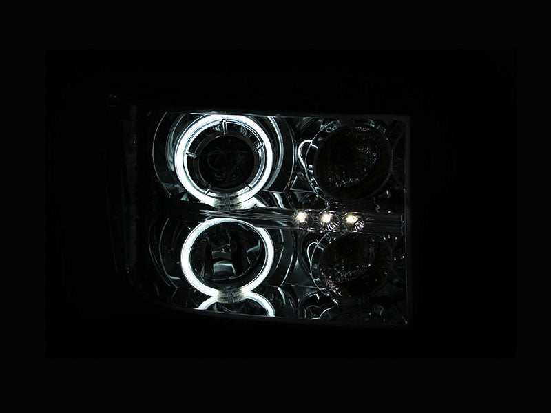 ANZO USA Projector Headlight Set w/Halo - Clear Lens - Chrome Housing - Pair - CCFL