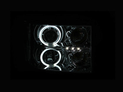 ANZO USA Projector Headlight Set w/Halo - Clear Lens - Chrome Housing - Pair - CCFL