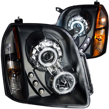 ANZO USA Projector Headlight Set w/Halo - Clear Lens - Black Housing - Pair - CCFL