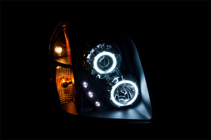 ANZO USA Projector Headlight Set w/Halo - Clear Lens - Black Housing - Pair - CCFL