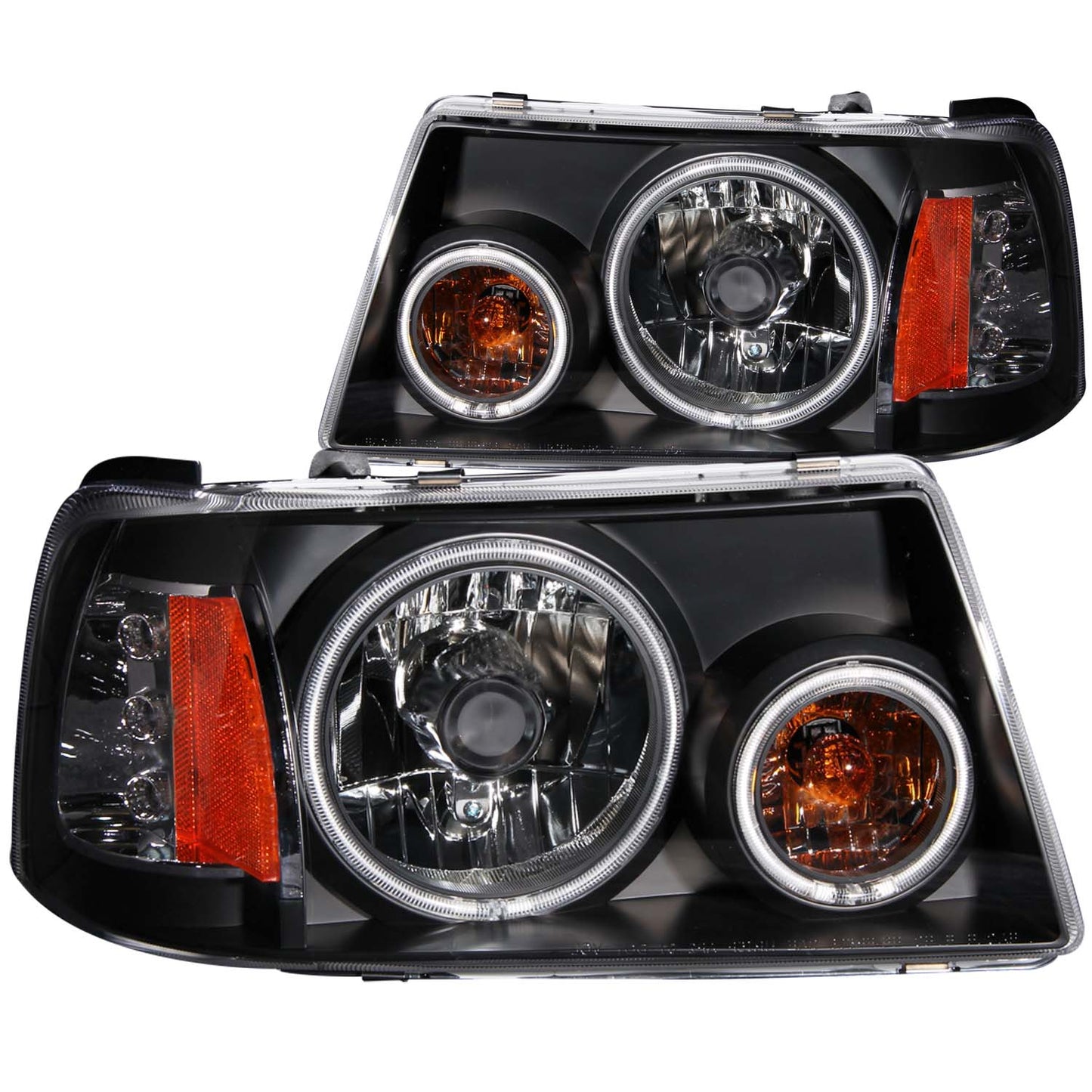 ANZO USA Crystal Headlight Set w/Halo - Clear Lens - Black Housing - Pair - CCFL - 1 pc.