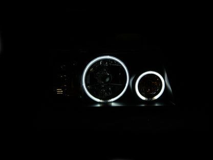 ANZO USA Crystal Headlight Set w/Halo - Clear Lens - Black Housing - Pair - CCFL - 1 pc.