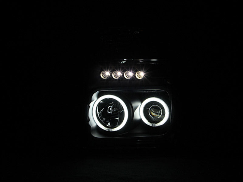 ANZO USA Projector Headlight Set w/Halo - Clear Lens - Black Housing - Pair - CCFL