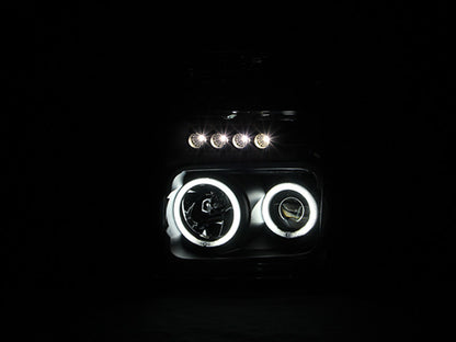 ANZO USA Projector Headlight Set w/Halo - Clear Lens - Black Housing - Pair - CCFL
