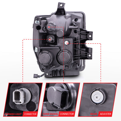 ANZO USA Projector Headlight Set w/Halo - Clear Lens - Black Housing - Pair - CCFL