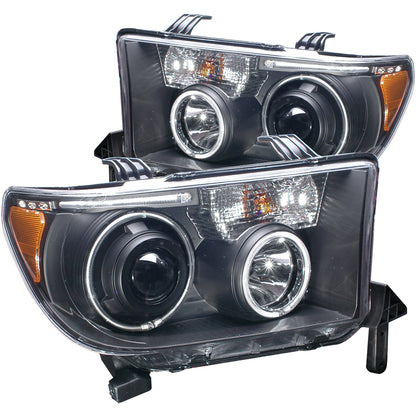 ANZO USA Projector Headlight Set w/Halo - Clear Lens - Black Housing - Pair - CCFL - Not For Use w/Leveling Headlights