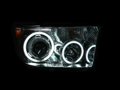ANZO USA Projector Headlight Set w/Halo - Clear Lens - Black Housing - Pair - CCFL - Not For Use w/Leveling Headlights