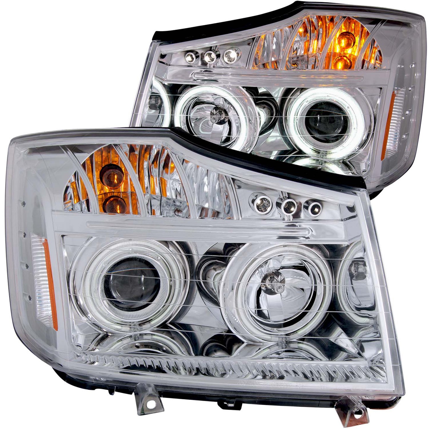 ANZO USA Projector Headlight Set w/Halo - Clear Lens - Chrome Housing - Pair - CCFL