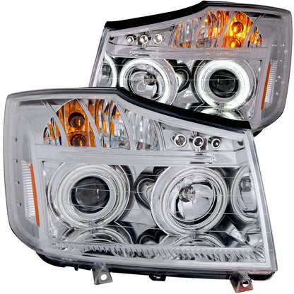 ANZO USA Projector Headlight Set w/Halo - Clear Lens - Chrome Housing - Pair - CCFL