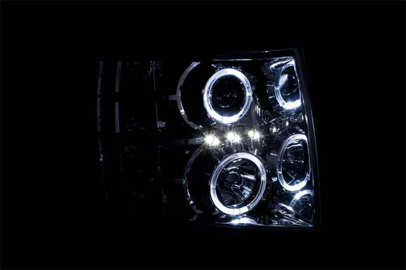 ANZO USA Projector Headlight Set w/Halo - Clear Lens - Chrome Housing - Pair