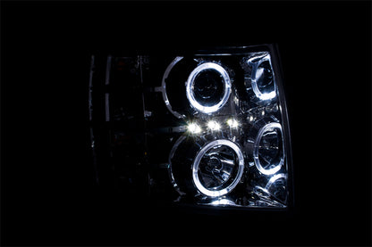 ANZO USA Projector Headlight Set w/Halo - Clear Lens - Chrome Housing - Pair