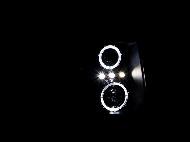 ANZO USA Projector Headlight Set w/Halo - Clear Lens - Black Housing - Pair