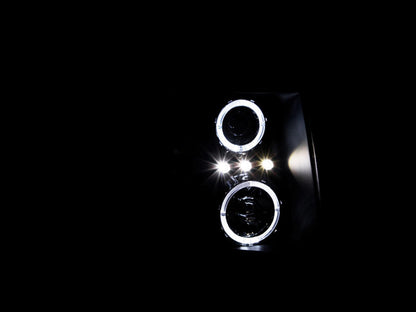 ANZO USA Projector Headlight Set w/Halo - Clear Lens - Black Housing - Pair