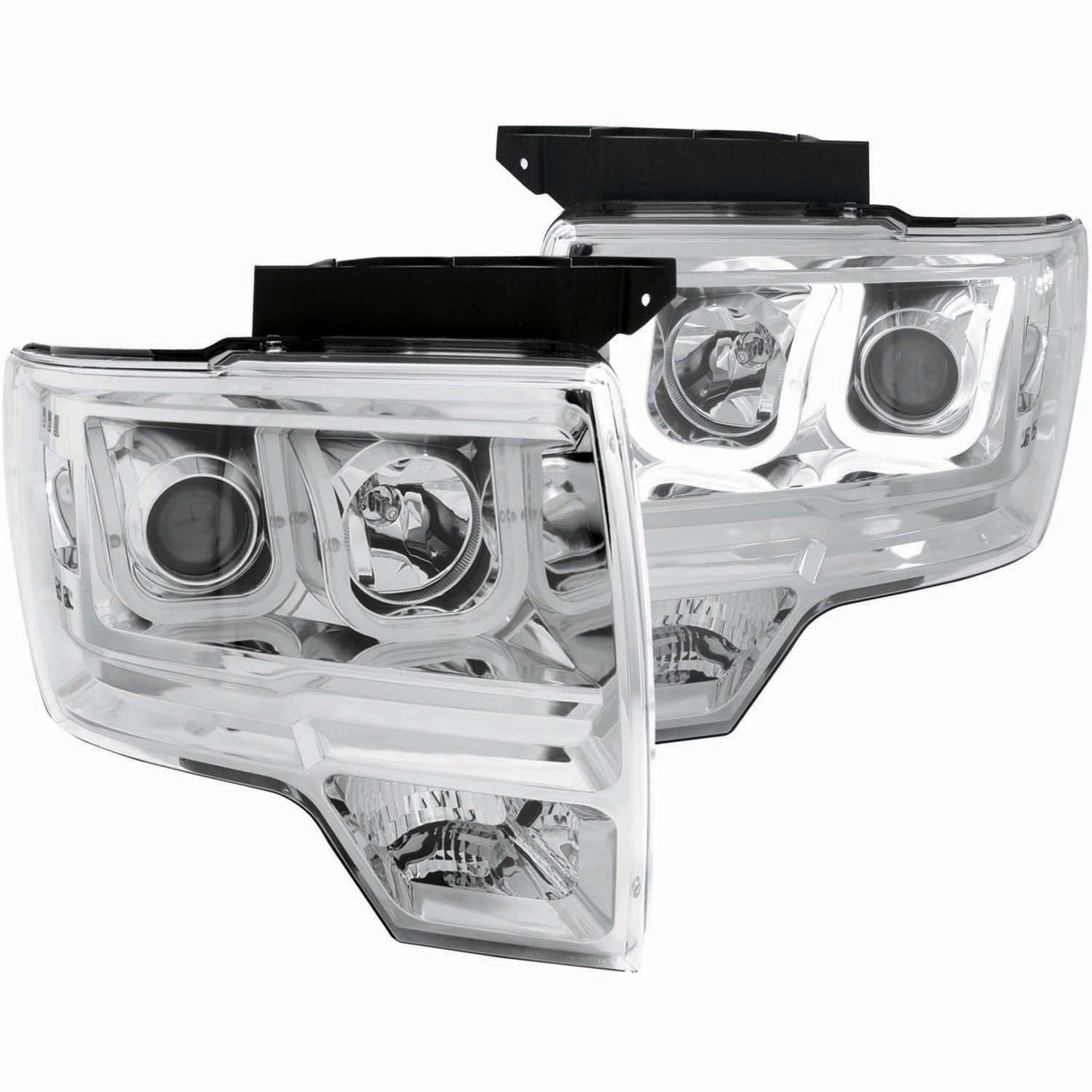 ANZO USA Projector Headlight Set - Clear Lens - Chrome Housing - Pair - w/U-Bar - For Use w/Non HID Models Only