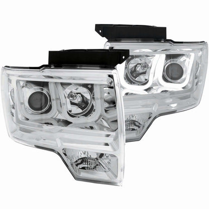 ANZO USA Projector Headlight Set - Clear Lens - Chrome Housing - Pair - w/U-Bar - For Use w/Non HID Models Only