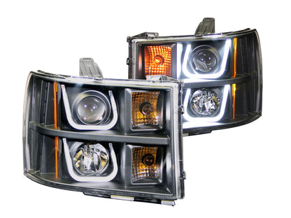 ANZO USA Projector Headlight Set - Clear Lens - Black Housing - Pair - w/U-Bar