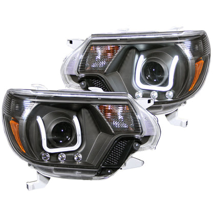 ANZO USA Projector Headlight Set - Clear Lens - Black Housing - Pair - w/U-Bar