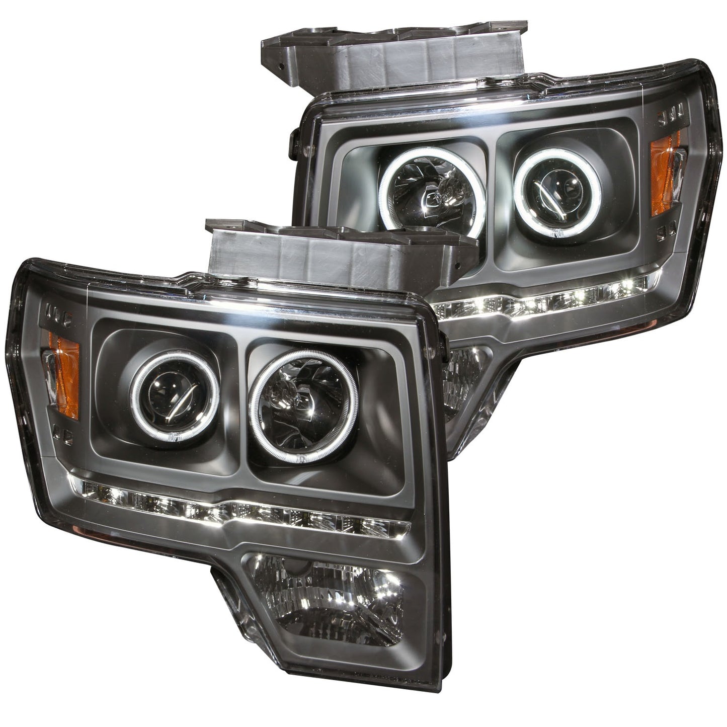 ANZO USA Projector Headlight Set w/Halo - Clear Lens - Black Housing - Pair - G2 - CCFL - For Use w/Non HID Models Only