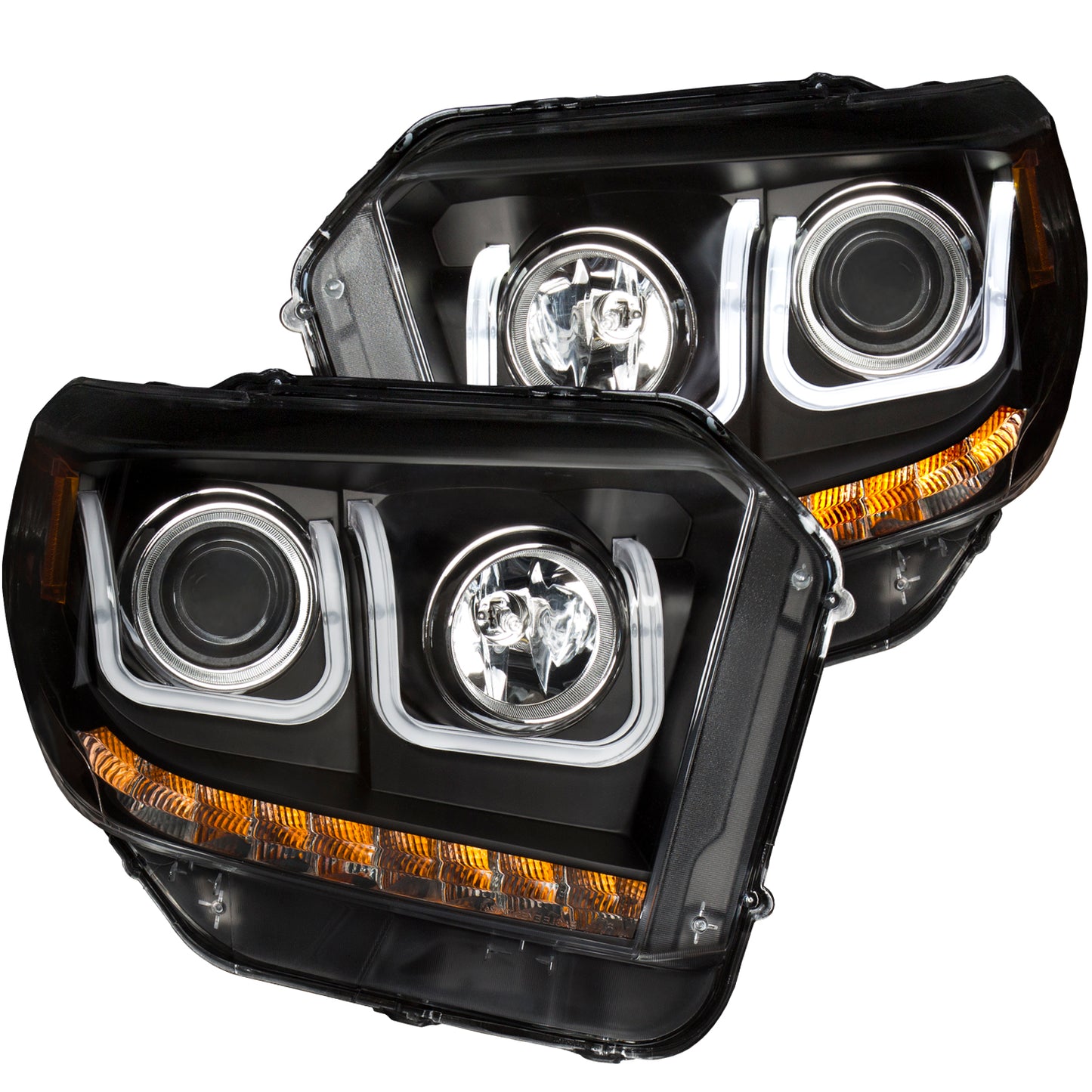 ANZO USA Projector Headlight Set - Clear Lens - Black Housing - Pair - w/U-Bar/DRL