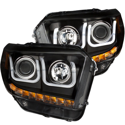 ANZO USA Projector Headlight Set - Clear Lens - Black Housing - Pair - w/U-Bar/DRL