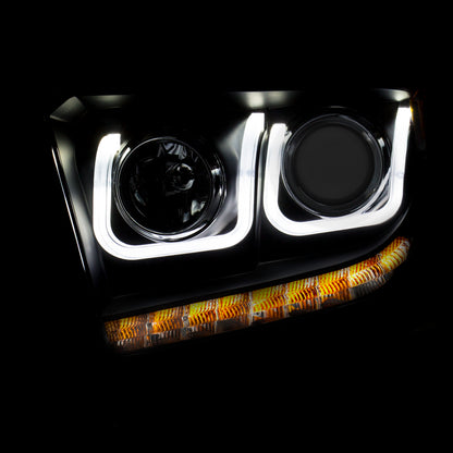 ANZO USA Projector Headlight Set - Clear Lens - Black Housing - Pair - w/U-Bar/DRL