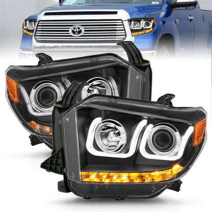 ANZO USA Projector Headlight Set - Clear Lens - Black Housing - Pair - w/U-Bar/DRL