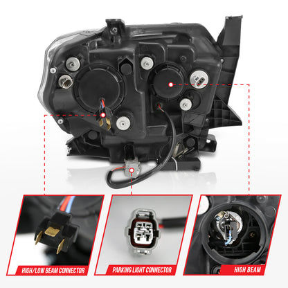 ANZO USA Projector Headlight Set - Clear Lens - Black Housing - Pair - w/U-Bar/DRL