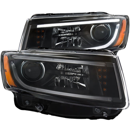 ANZO USA Projector Headlight Set - Clear Lens - Black Housing - Pair - w/Plank Style Design
