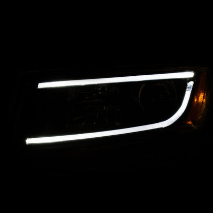 ANZO USA Projector Headlight Set - Clear Lens - Black Housing - Pair - w/Plank Style Design