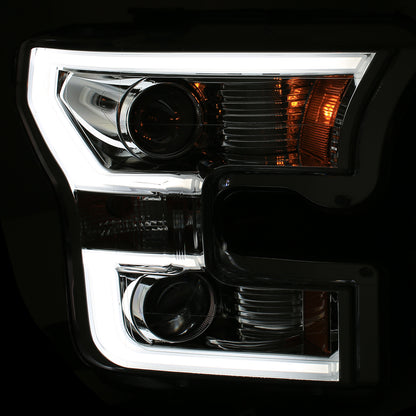 ANZO USA Projector Headlight Set - Amber Lens - Chrome Housing - Pair - w/Plank Style Design